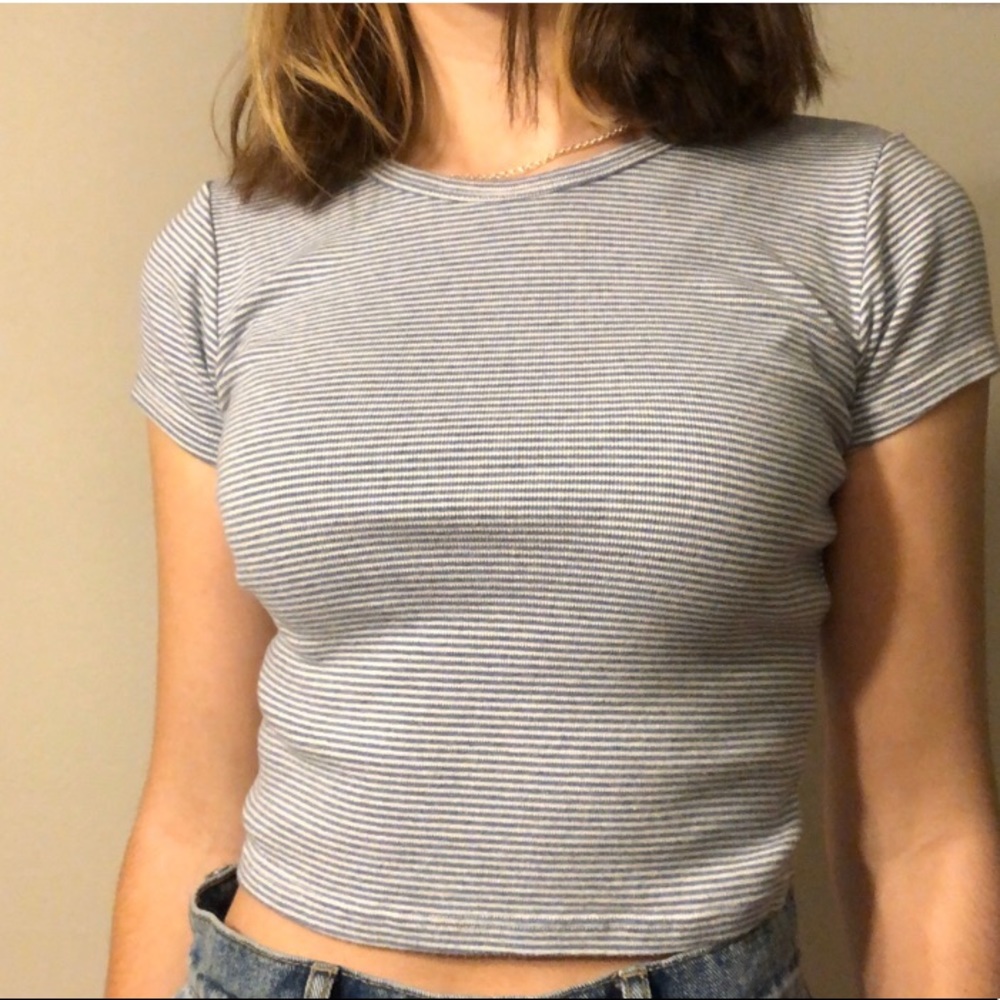 Brandy Melville blue and white striped top